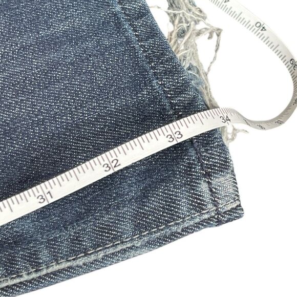 7 For All Mankind Boot Cut Men’s Size 38/35 dark wash distressed Denim Jeans - Picture 8 of 9
